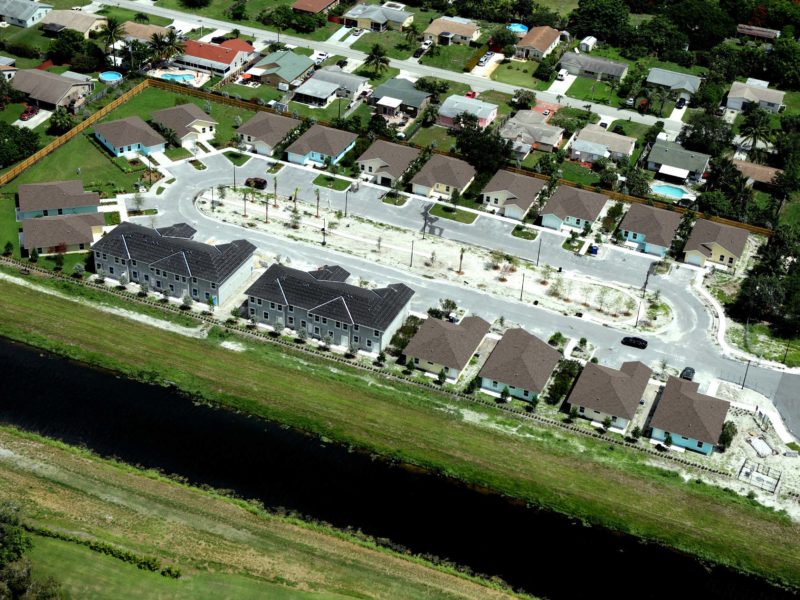 Aerial view of Davis Landings West, work force housing by Community Land Trust of Palm Beach County.